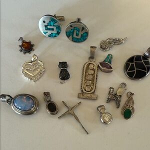 Lot of Sterling Pendants and Cuff Link